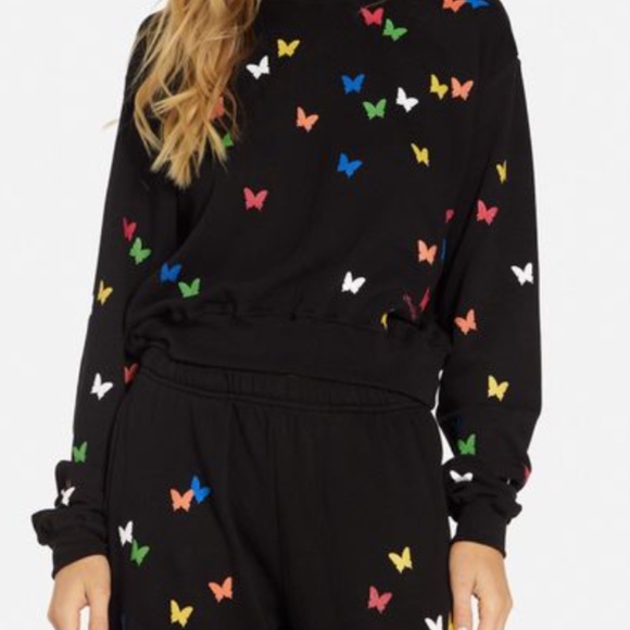 Lauren Moshi Tops - Lauren Moshi Spaling Mini Butterflies Black Pullover Long Sleeve Sweater Top NWT